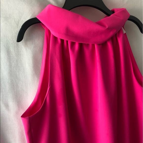 STS Sail To Stable Hot Pink Button Back Sleeveless Hydra Cowl Neck Dress Sz M - Picture 3 of 7